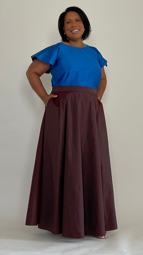 Cobalt Blue Taffeta Blouse