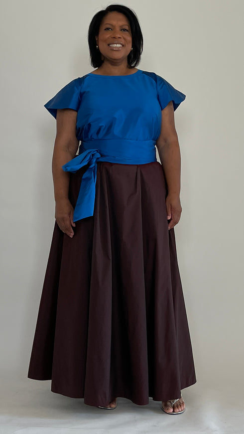 Cobalt Blue Taffeta Blouse