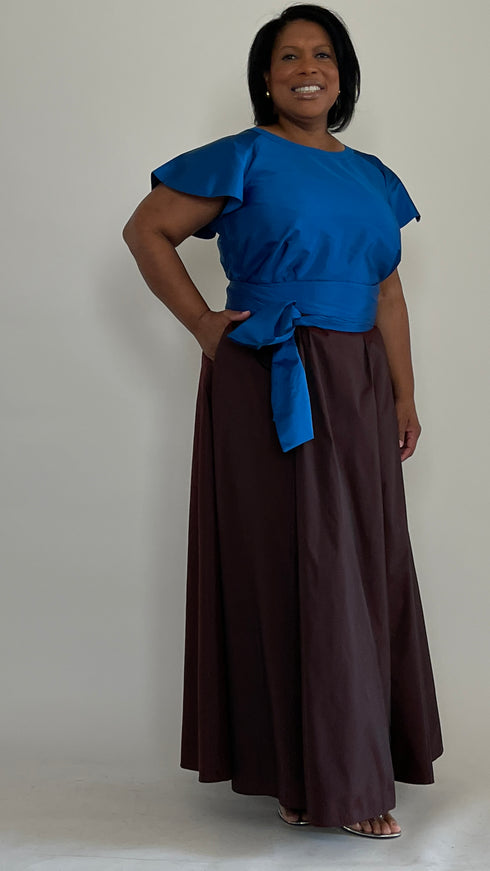 Cobalt Blue Taffeta Blouse