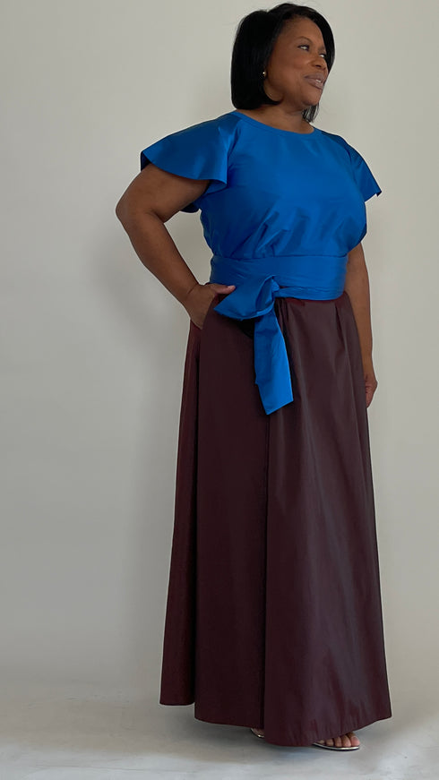 Cobalt Blue Taffeta Blouse