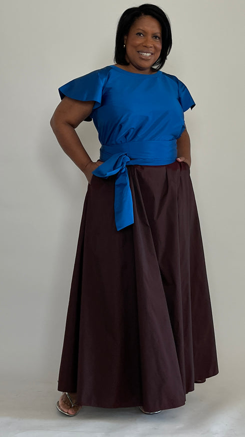 Cobalt Blue Taffeta Blouse