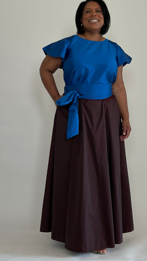 Cobalt Blue Taffeta Blouse