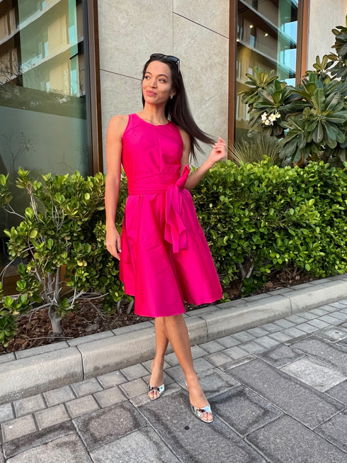 Dzama Cranberry Pink Mini Taffeta Dress