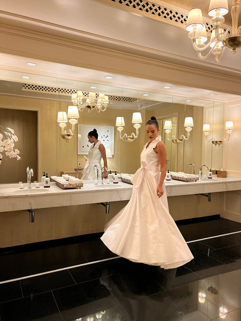 Millie Swarovski Taffeta Maxi Dress - White