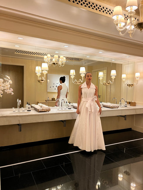 Millie Swarovski Taffeta Maxi Dress - White