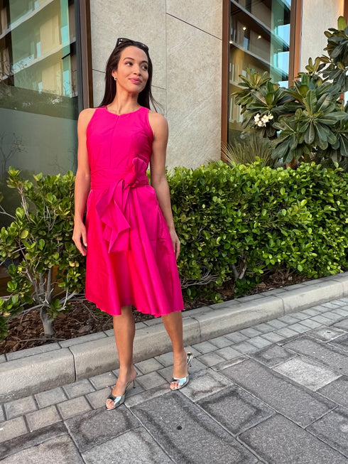 Dzama Cranberry Pink Mini Taffeta Dress