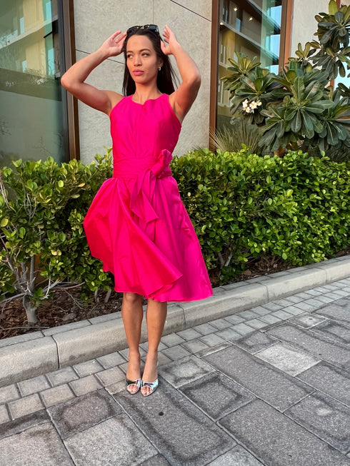 Dzama Cranberry Pink Mini Taffeta Dress