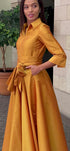 Clara Gold Taffeta Maxi Dress