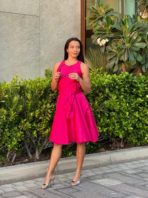 Dzama Cranberry Pink Mini Taffeta Dress