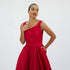 Thais Red Sleeveless Taffeta Maxi Dress