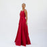 Thais Red Sleeveless Taffeta Maxi Dress