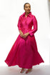 Debua Taffeta Cranberry Pink Maxi Shirt Dress