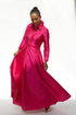 Debua Taffeta Cranberry Pink Maxi Shirt Dress
