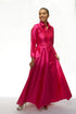 Debua Taffeta Cranberry Pink Maxi Shirt Dress