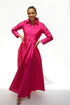 Debua Taffeta Cranberry Pink Maxi Shirt Dress