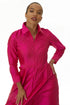 Debua Taffeta Cranberry Pink Maxi Shirt Dress