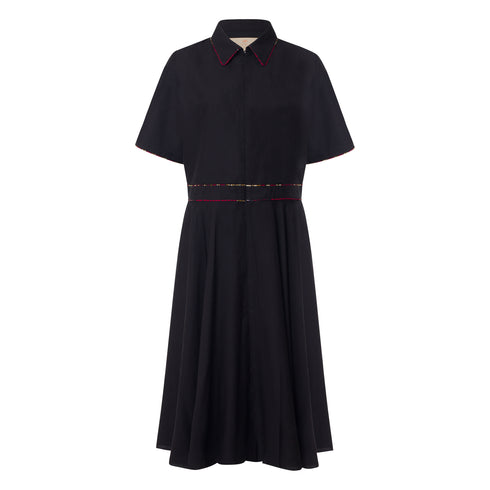 Salma Linen Midi Dress - Black