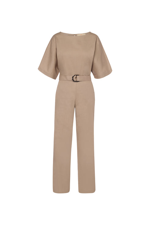 Dace Linen Kimono Jumpsuit - Nude