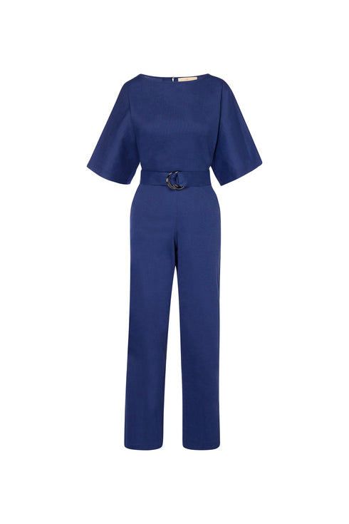 Dace Linen Kimono Jumpsuit - Blue