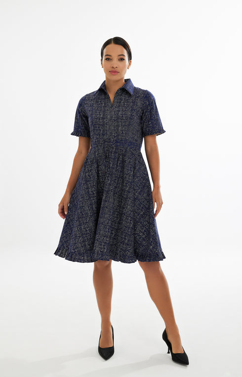 Majella Fit & Flare Midi Dress - Navy