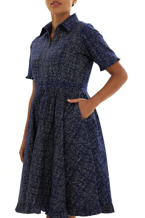 Majella Fit & Flare Midi Dress - Navy