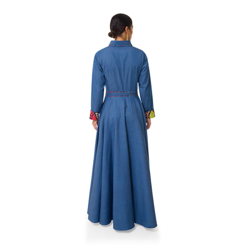 Salma Belted Maxi Shirt Dress - Denim