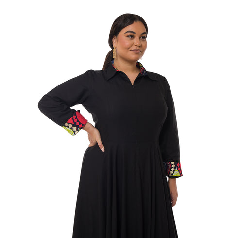 Winnie Linen Maxi Shirt Dress - Black