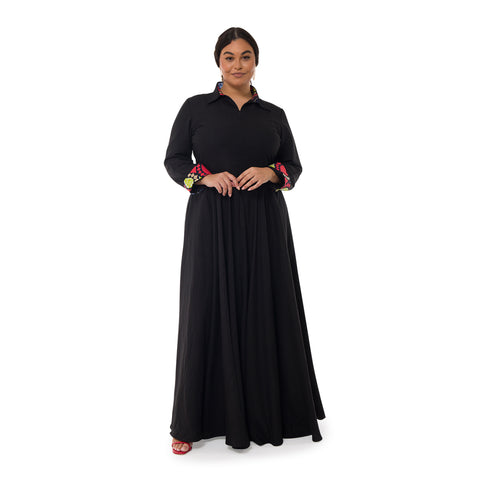 Winnie Linen Maxi Shirt Dress - Black
