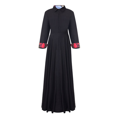 Winnie Linen Maxi Shirt Dress - Black