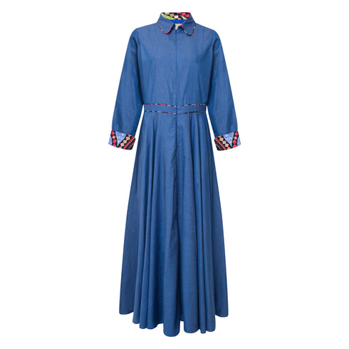 Salma Belted Maxi Shirt Dress - Denim