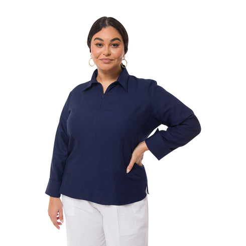 Adobea Long Sleeve Linen Shirt - Blue