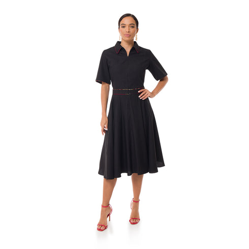 Salma Linen Midi Dress - Black