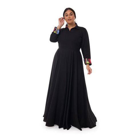 Winnie Linen Maxi Shirt Dress - Black