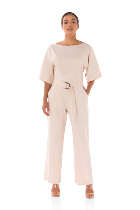 Dace Linen Kimono Jumpsuit - Rose Gold