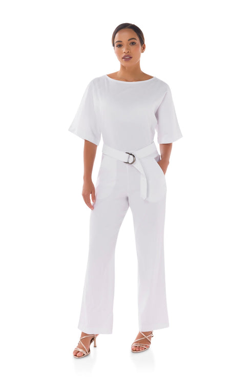 Dace Linen Kimono Jumpsuit - White