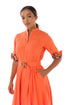 Winnie Linen Tunic Midi Shirt Dress - Tangerine