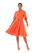 Winnie Linen Tunic Midi Shirt Dress - Tangerine