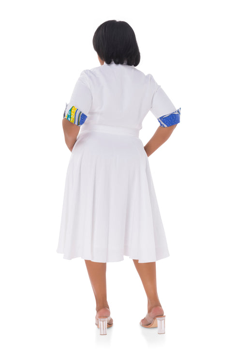 Winnie Linen Tunic Midi Shirt Dress - White