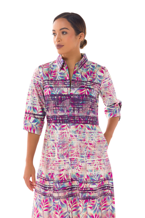 Louisa A Line Print Shirt Dress