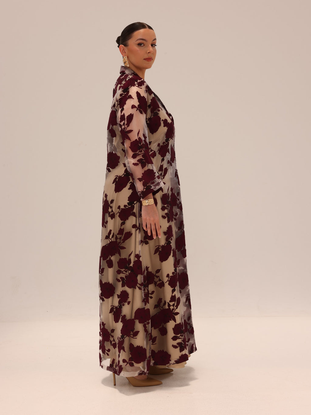 Bella Tailored Organza Coat Set - Burgundy