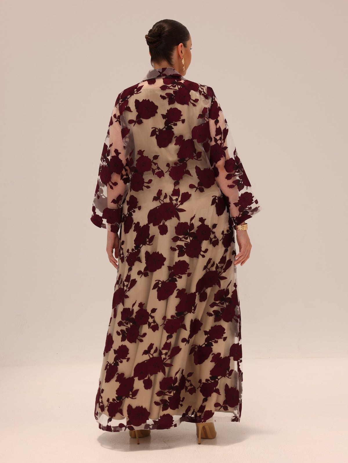 Bella Tailored Organza Coat Set - Burgundy