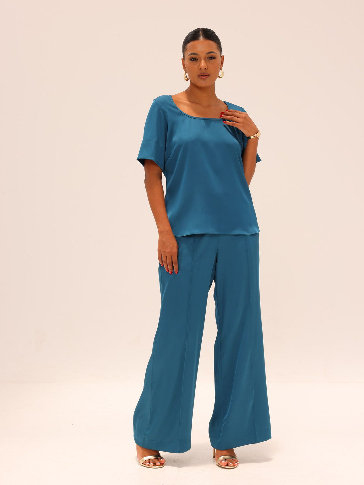 Reimagined Satin Tee - Teal