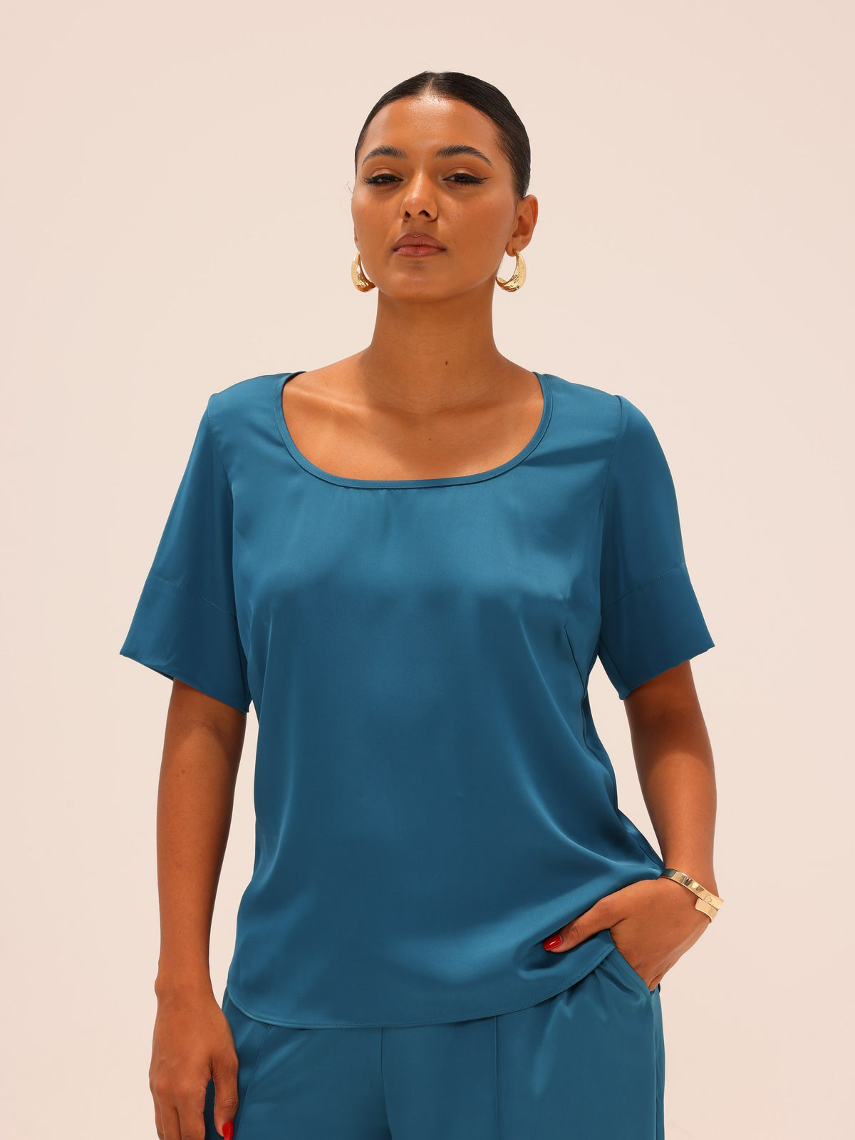 Reimagined Satin Tee - Teal