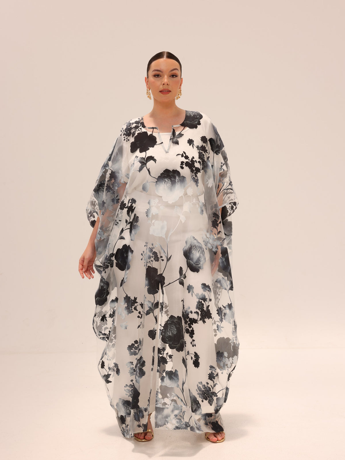 Naa Organza Boubou Set - Black & White