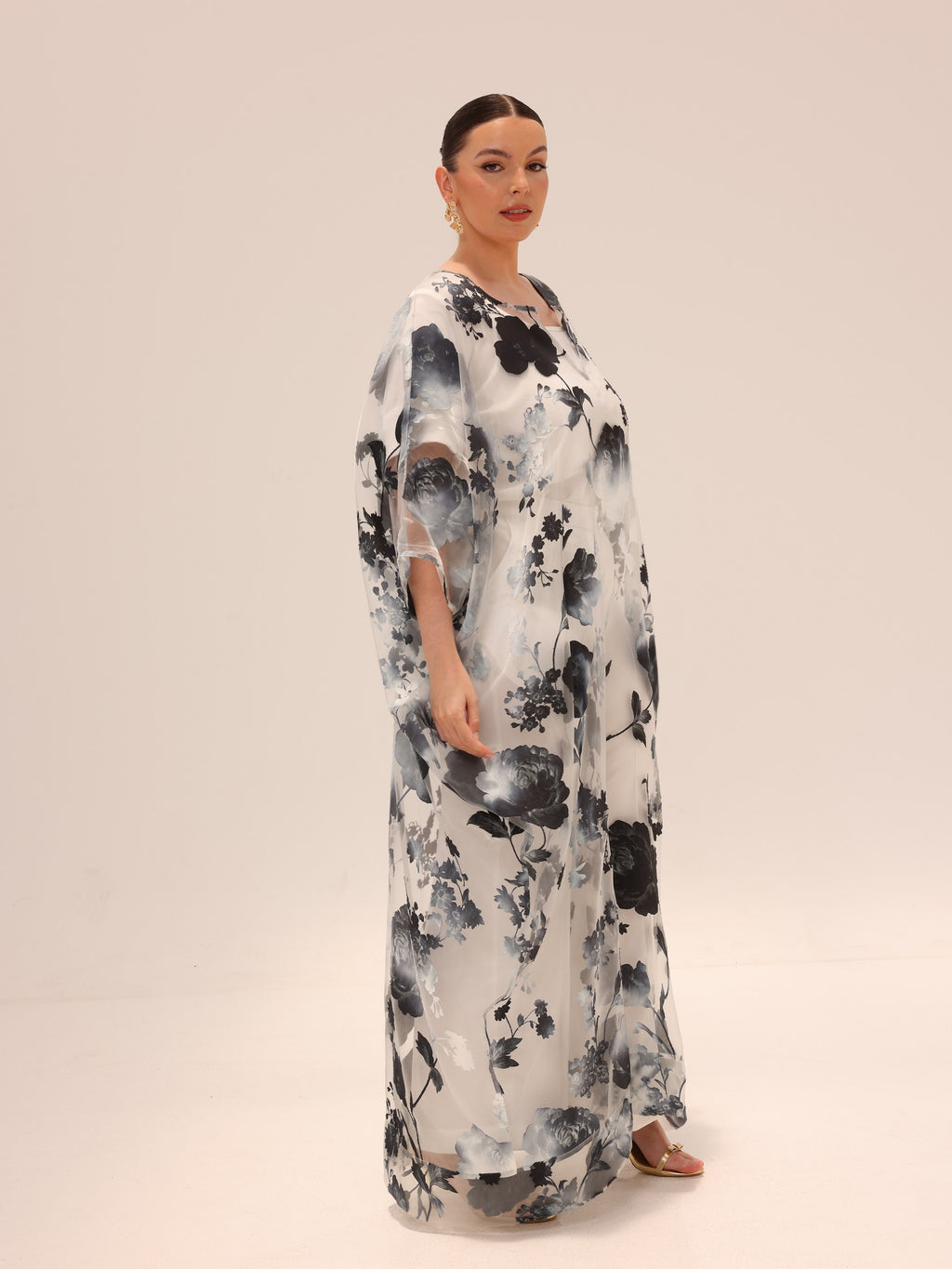 Naa Organza Boubou Set - Black & White