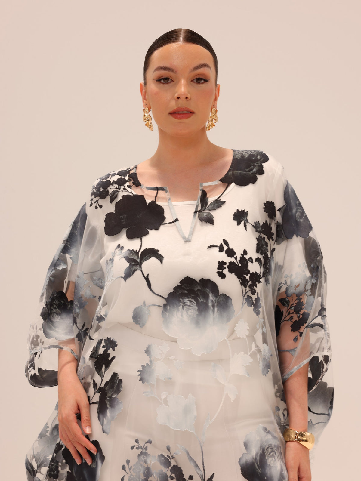 Naa Organza Boubou Set - Black & White