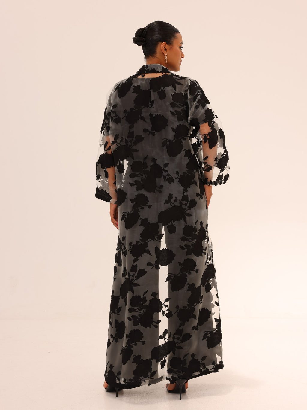 Bella Tailored Organza Coat Set - Black