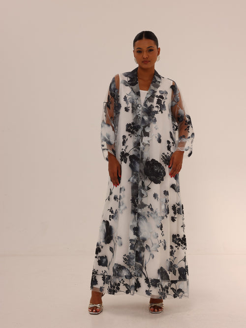 Bella Tailored Organza Coat - Black & White