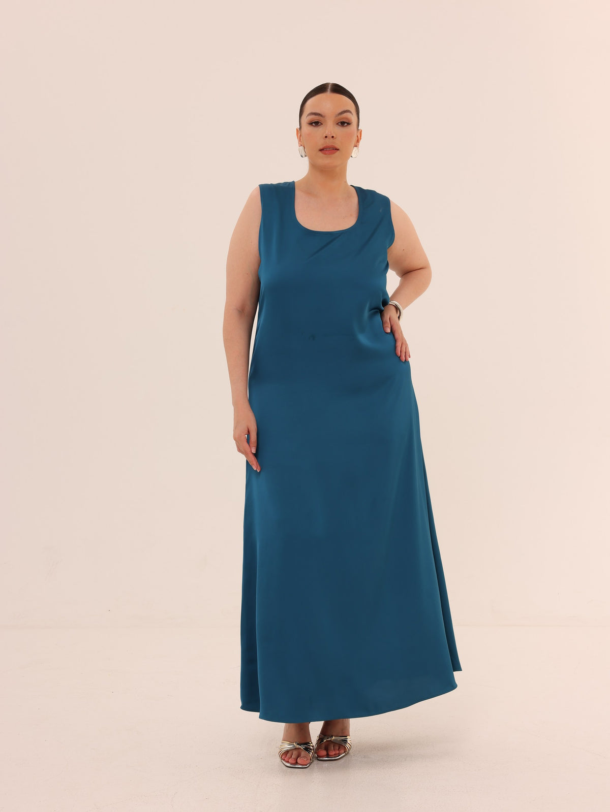 Sleeveless Satin Maxi Dress