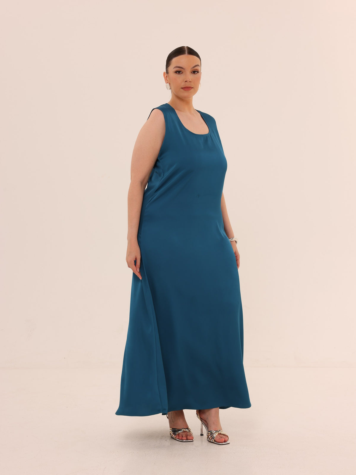 Sleeveless Satin Maxi Dress